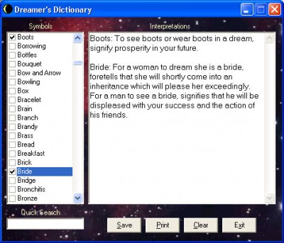 Dreamer's Dictionary 1.5.1 screenshot