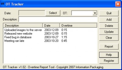 DreamJob.com.au Overtime Tracker 1.01 screenshot