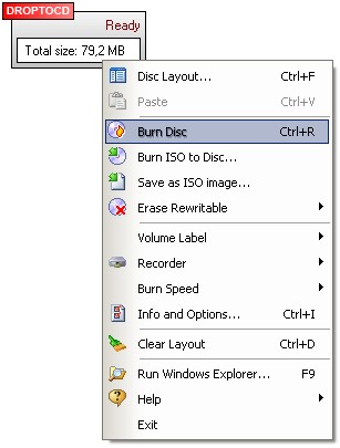 DropToCD (DataCD/DVD) 3.3 screenshot