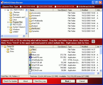 DVD/CD DATA-BURNER with Disc_Log 6.6 screenshot DVD/CD DATA-BURNER with Disc_Log 6.6 screenshot