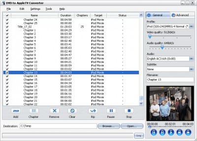 DVD to Apple TV Converter 4.0.88.092 screenshot DVD to Apple TV Converter 4.0.88.092 screenshot