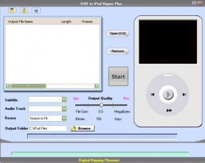 DVD to iPod Ripper Plus 2.0 screenshot