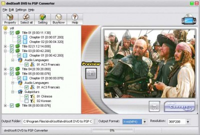 DVDXSOFT - DVD to PSP Converter 2007.827 screenshot