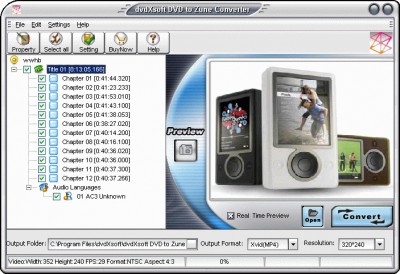 DVDXSOFT - DVD to ZUNE Converter 2007.907 screenshot DVDXSOFT - DVD to ZUNE Converter 2007.907 screenshot