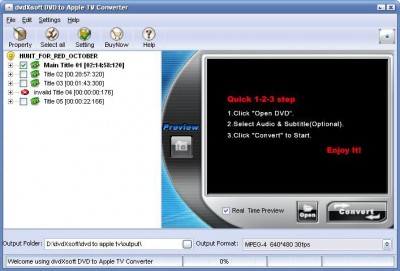 dvdXsoft DVD to Apple TV Converter 2.10 screenshot