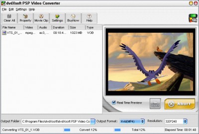 dvdXsoft PSP Video Converter 2.00 screenshot