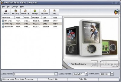 dvdXsoft Zune Video Converter 2.30 screenshot dvdXsoft Zune Video Converter 2.30 screenshot