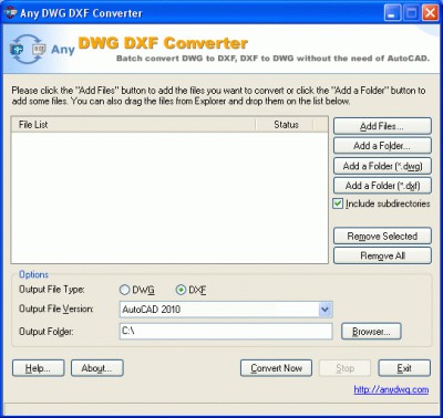 DWG to DXF Converter Std 2005.5.5 screenshot
