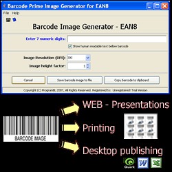 EAN8 barcode prime image generator 1.1 screenshot