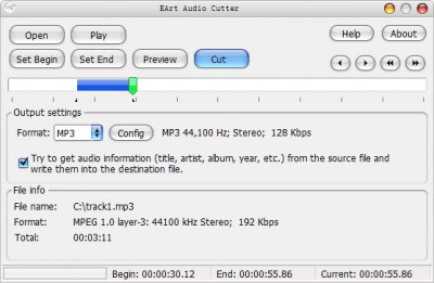 EArt Audio Cutter 1.80 screenshot EArt Audio Cutter 1.80 screenshot