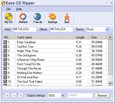 Ease CD Ripper 1.40 screenshot Ease CD Ripper 1.40 screenshot