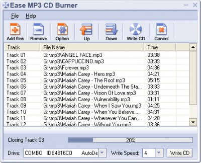 Ease MP3 CD Burner 1.40 screenshot