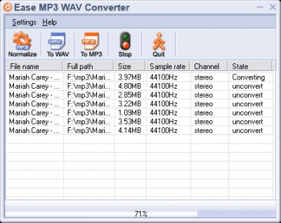 Ease MP3 WAV Converter 1.7 screenshot