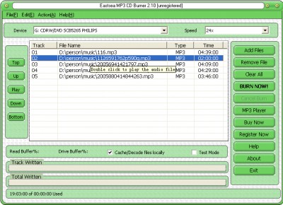 Eastsea  MP3 CD Burner 2.10 screenshot