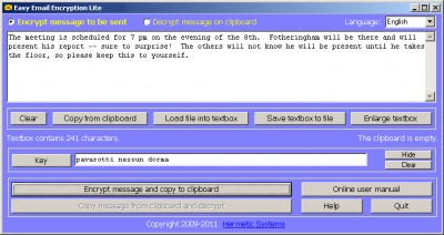 Easy Email Encryption Lite 7.21 screenshot