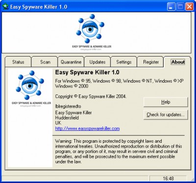 Easy Spyware and Adware Killer 1.1 screenshot Easy Spyware and Adware Killer 1.1 screenshot
