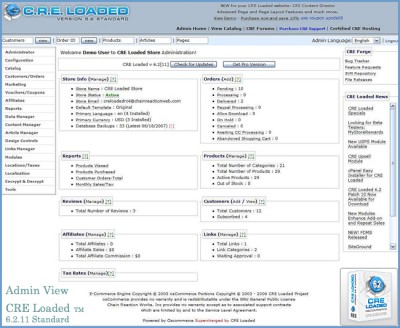 Ecommerce Shopping Cart: CRE Loaded TM 6.2.11 screenshot Ecommerce Shopping Cart: CRE Loaded TM 6.2.11 screenshot