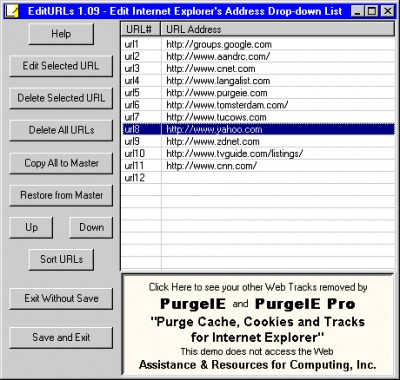 EditURLs 1.09 screenshot
