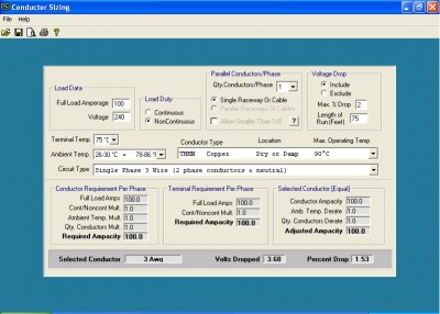Electrc 2005 NEC Calculator 2.3 screenshot Electrc 2005 NEC Calculator 2.3 screenshot