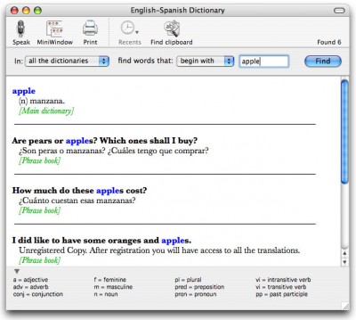English-Spanish Dictionary for Mac 5.1 screenshot English-Spanish Dictionary for Mac 5.1 screenshot