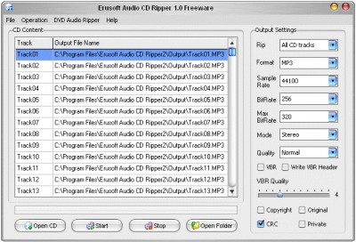 Erusoft Audio CD Ripper 1.0 screenshot