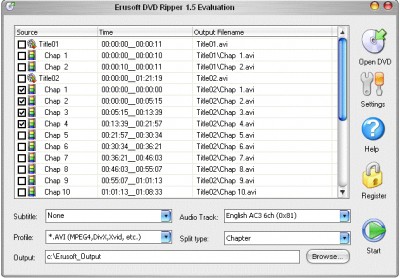 Erusoft DVD Ripper 1.5 screenshot Erusoft DVD Ripper 1.5 screenshot