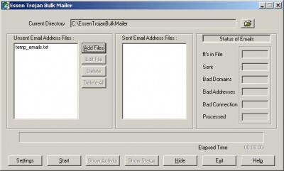 Essen Trojan Bulk Mailer 2.4 screenshot Essen Trojan Bulk Mailer 2.4 screenshot