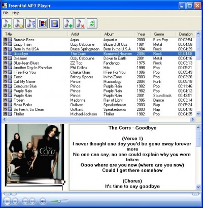 Essential MP3 Player 2.0.4 screenshot Essential MP3 Player 2.0.4 screenshot