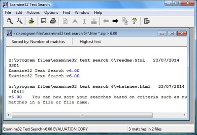 Examine32 Text Search 5.02 screenshot Examine32 Text Search 5.02 screenshot