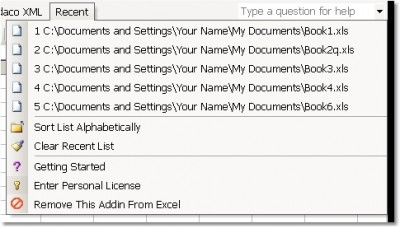 Excel Recent & Recently Used Workbook File List So 1.1 screenshot Excel Recent & Recently Used Workbook File List So 1.1 screenshot