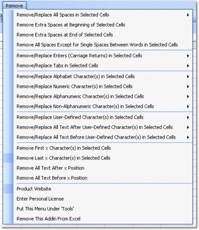 Excel Remove (Delete, Replace) Text, Spaces & Char 1.1 screenshot