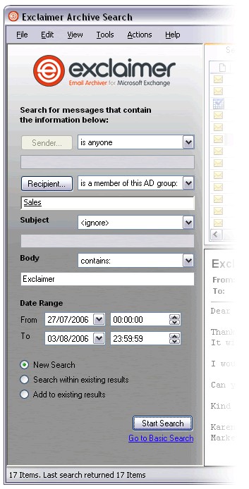 Exclaimer Mail Archiver 2.0 screenshot Exclaimer Mail Archiver 2.0 screenshot