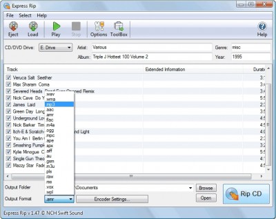 Express Rip CD Ripper 1.40 screenshot Express Rip CD Ripper 1.40 screenshot