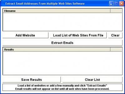 Extract Email Addresses From Multiple Sites Softwa 7.0 screenshot