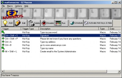 EZ Macros 5.0A screenshot