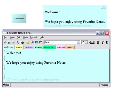 Favorite Notes 1.93 screenshot Favorite Notes 1.93 screenshot