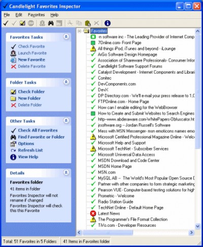 Favorites Inspector 5.10 screenshot Favorites Inspector 5.10 screenshot