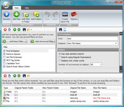 File Renamer Deluxe 2.0 screenshot File Renamer Deluxe 2.0 screenshot