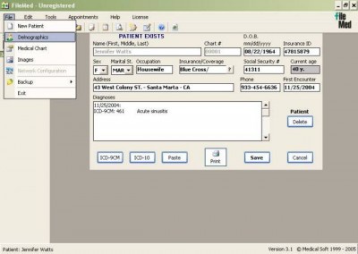 FileMed 3.1 build screenshot