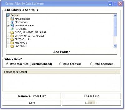 Find (Delete, Remove) Files By Date Software 7.0 screenshot