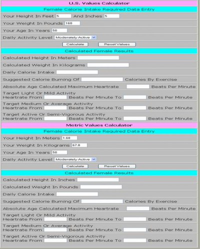 Fitness Calculators 1.0 screenshot