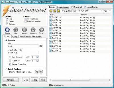 Flash Renamer 5.03 screenshot