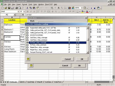 FloorCOST Estimator for Excel 3.00 screenshot