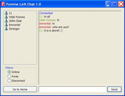 Fomine LAN Chat 1.0 screenshot Fomine LAN Chat 1.0 screenshot