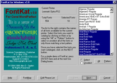 FontKat Font Cataloger 3.0 screenshot