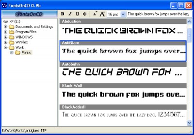 FontsOnCD 0.9b screenshot FontsOnCD 0.9b screenshot