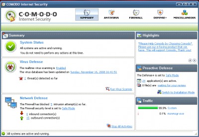 Free Comodo AntiVirus 3.8 screenshot Free Comodo AntiVirus 3.8 screenshot