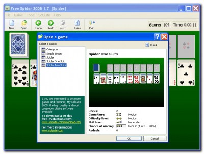 Free Spider 2005 - Solitaire Collection 1.7 screenshot