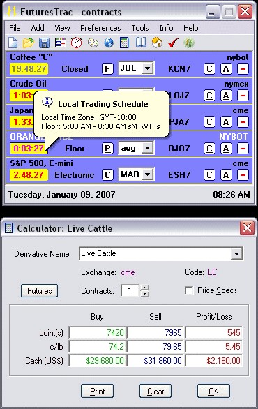 FuturesTrac 2.1 screenshot FuturesTrac 2.1 screenshot