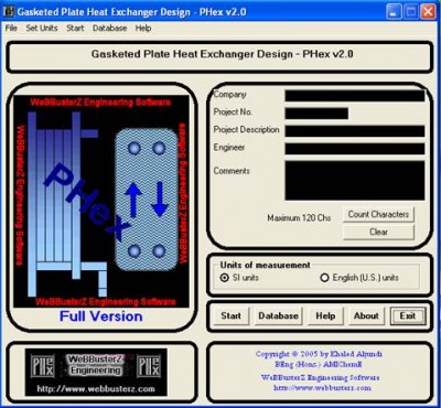 Gasketed Plate Heat Exchanger Design (PH 2.0.1 screenshot